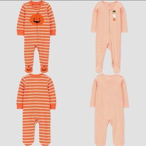NWT CARTERS: JUST ONE YOU- Pumpkin Sleep n’ Play Bundle of 2- Size NB